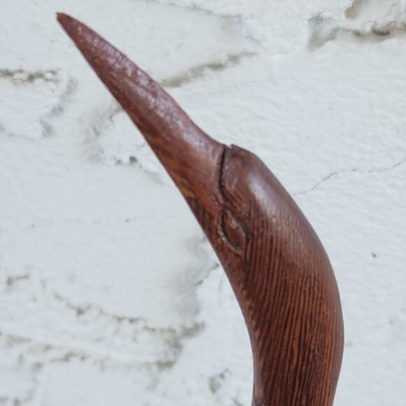 Hand-Carved Wooden Crane Sculpture – 13" Tall Elegant Bird Figurine - Picture 9 of 11